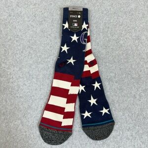 Colorado Rockies Stance Socks CR Stars Stripes Mens Large 9-13 Red Blue Purple